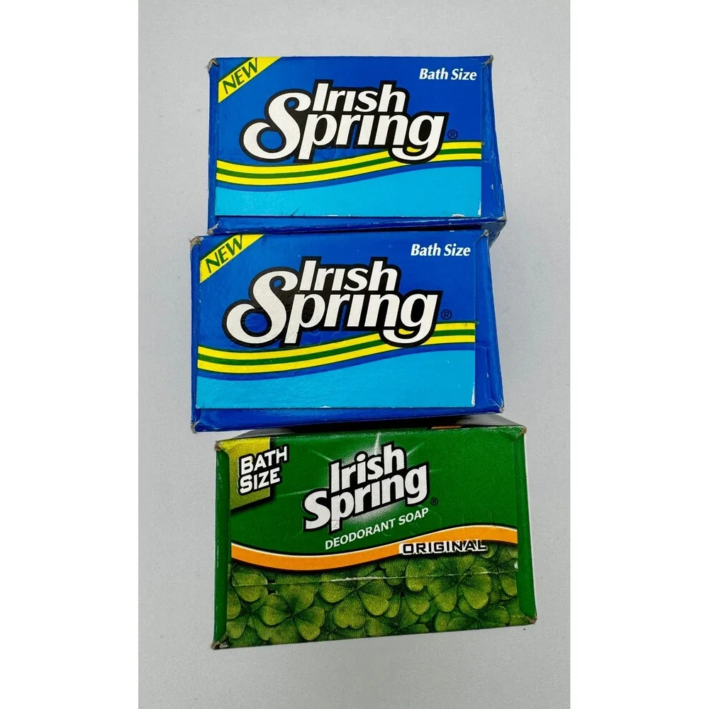 Vintage Irish Spring Bar Soap Lot 3 NOS Original Waterfall Clean Antibacterial